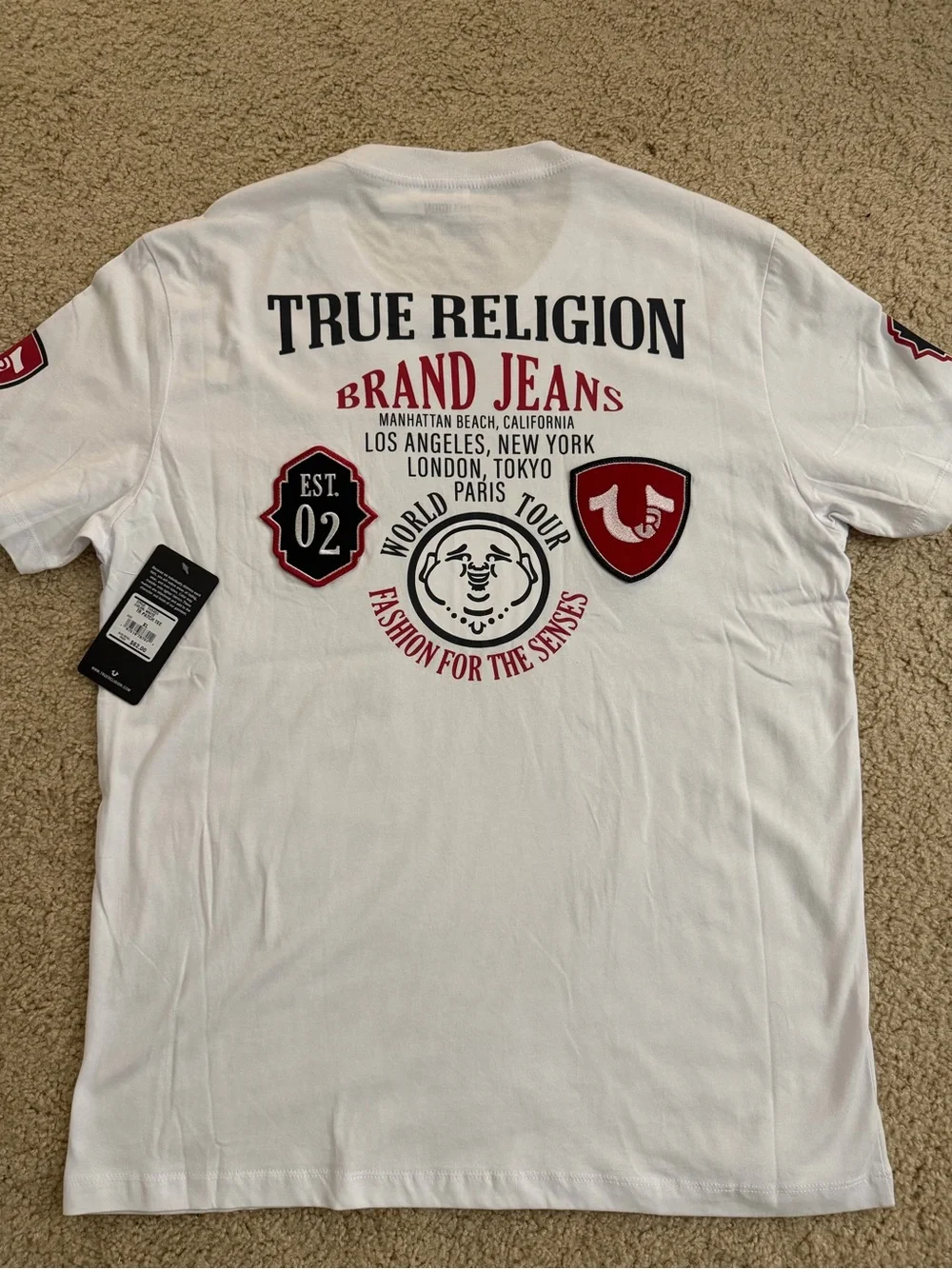 True Religion White Short-Sleeve Logo Patch Tee